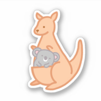 かわいいオーストラリアのカンガルーコアラ シール