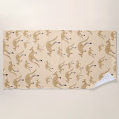 かわいいオーストラリアのカンガルー柄 ビーチタオル (正面)