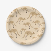 かわいいオーストラリアのカンガルー柄 ペーパープレート (正面)