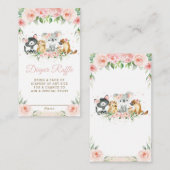 かわいいオーストラリアの動物たちピンクのフローラおむつラッフル  エンクロージャーカード (正面/裏面)