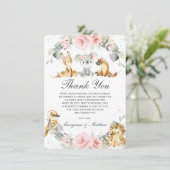 かわいいオーストラリアの動物ピンクのフローラ緑 サンキューカード (スタンド正面)