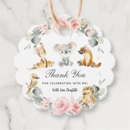 かわいいオーストラリアの動物ピンクのフローラ緑 フェイバータグ