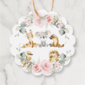 かわいいオーストラリアの動物ピンクのフローラ緑 フェイバータグ (裏面)