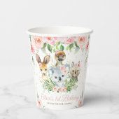 かわいいオーストラリアの動物ピンクフローラ1歳の誕生日  紙コップ (裏面)