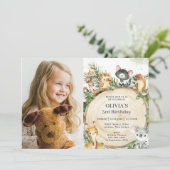 かわいいオーストラリアの動物素朴の木の誕生日写真 招待状 (スタンド正面)