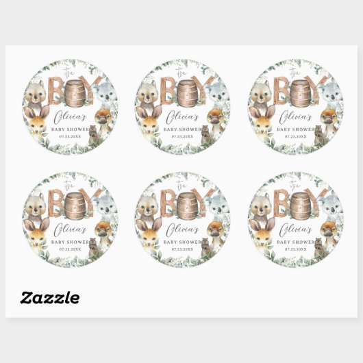 かわいいオーストラリアの動物緑の少年の赤ちゃんシャワー ラウンドシール (シート)