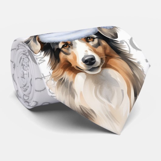 かわいいオーストラリアの羊飼いのクリスマス愛犬家 ネクタイ (ロール)