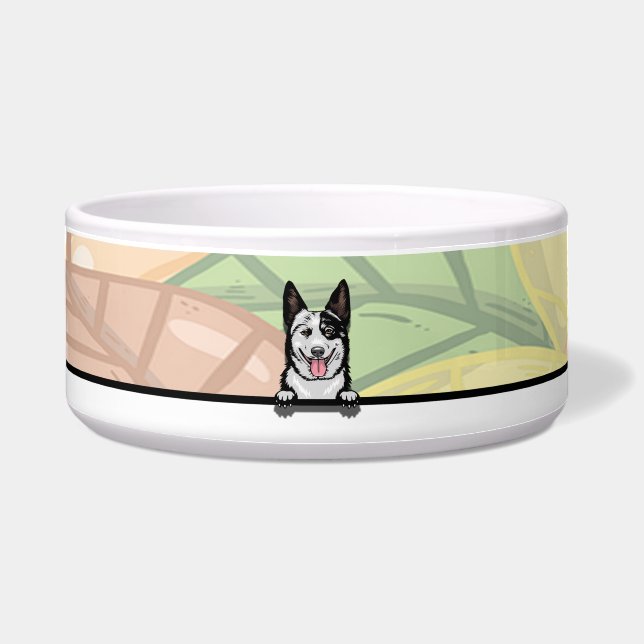 かわいいオーストラリアン・キャトル・ドッグ、食べ物または飲み物 ボウル (正面)