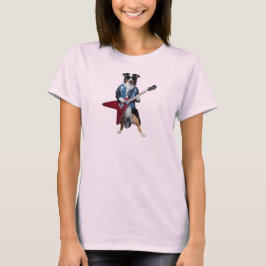 かわいいオーストラリアン・シェパードのロック・スターTシャツ Tシャツ
