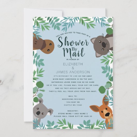 かわいいオーストラリア人がビビーシャワーをメールで楽しむ 招待状 (正面)