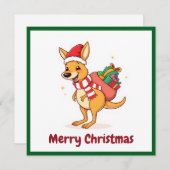 かわいいオーストラリア動物サンタクロース陽気なクリスマス シーズンカード (正面/裏面)