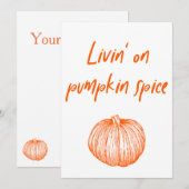 かわいいオータムワードアート　パンプキンスパイス美味しい 招待状 (正面/裏面)
