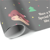 かわいいオーターとホッキョクグマのクリスマスパターン ラッピングペーパー (ロールコーナー)