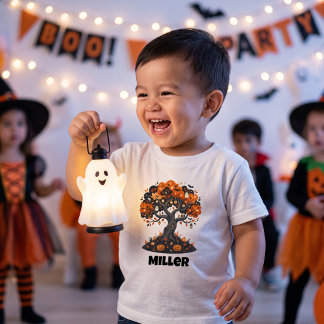 かわいいオーダーメイドハロウィンツリー ベビーTシャツ