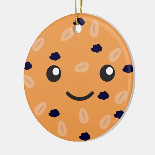 かわいいオートミールの干しぶどうクッキー セラミックオーナメント (左)