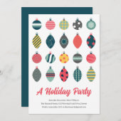 かわいいオーナメントクリスマスパーティー 招待状 (正面/裏面)