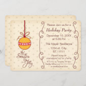 かわいいオーナメントバウリー、ホリデーパーティー招待状 招待状 (正面/裏面)