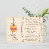 かわいいオーナメントバウリー、ホリデーパーティー招待状 招待状 (スタンド正面)