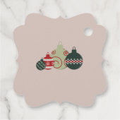 かわいいオーナメントファミリーまたはビジネスフラットホリデーカード フェイバータグ (裏面)