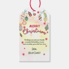 かわいいオーナメントホリデークリスマスパーティの招待状 ギフトタグ