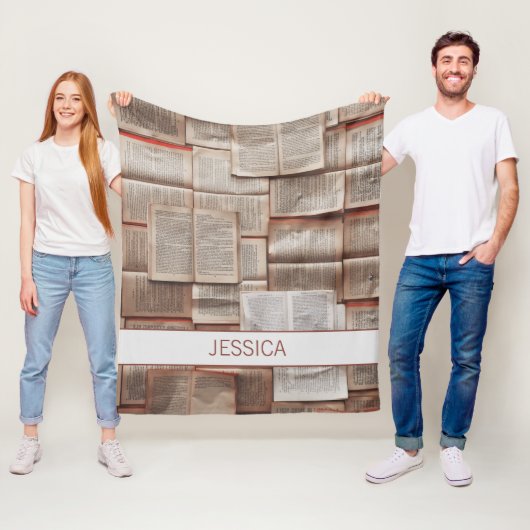 かわいいオープニング本の文様パーソナライズされた フリースブランケット (インサイチュ)