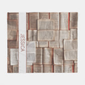 かわいいオープニング本の文様パーソナライズされた フリースブランケット (正面(横))