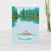 かわいいオープンウォーター泳ぐ自然母の日 カード (正面)