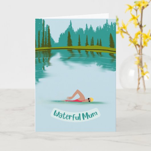かわいいオープンウォーター泳ぐ自然母の日 カード (黄色い花)