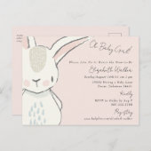 かわいいオーベビーガールバニーピンク赤ちゃんシャワー ポストカード (正面/裏面)