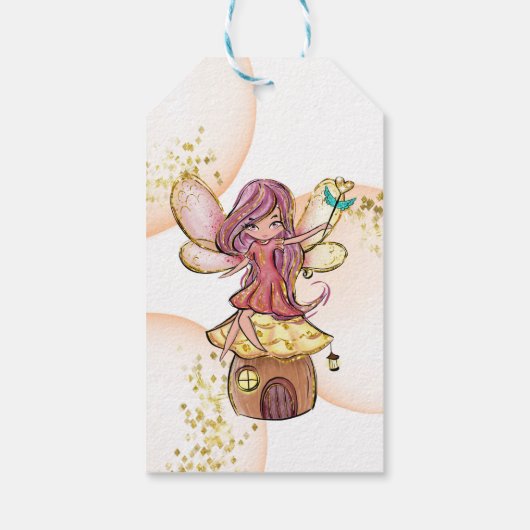 かわいいオーベビーガールマジカルフォレストフェリーウッドランド ギフトタグ (裏面)