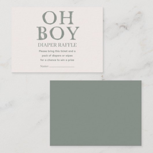 かわいいオーボーイグリーンドットミニマルおむつラッフル エンクロージャーカード (正面/裏面)