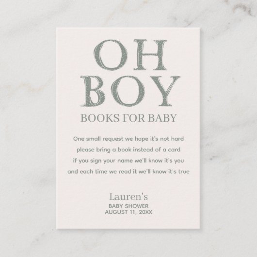 かわいいオーボーイグリーンミニマルドットベビー エンクロージャーカード (正面)