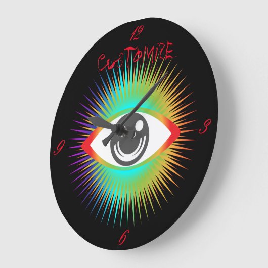 かわいいオールシーイングエイリアンアイサンダー_コーブ ラージ壁時計 (傾斜)
