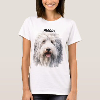 かわいいオールドイングリッシュシェプドッグ顔 Tシャツ