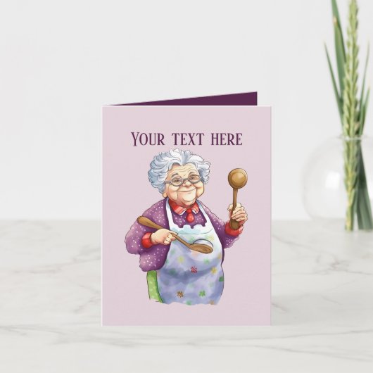かわいいオールドレディのメッセージを追加 カード (正面)