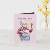 かわいいオールドレディのメッセージを追加 カード (黄色い花)