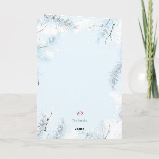 かわいいオールホワイトのクリスマス シーズンカード (裏面)