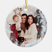 かわいいオールホワイトのクリスマス セラミックオーナメント (正面)