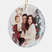 かわいいオールホワイトのクリスマス セラミックオーナメント (左)