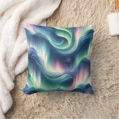 かわいいオーロラのデザイン、ネイビー、緑、紫 クッション (ブランケット)