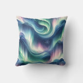 かわいいオーロラのデザイン、ネイビー、緑、紫 クッション (裏面)