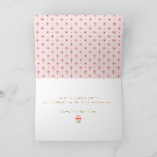 かわいいオ何おもしろいクリスマスフォト シーズンカード (内部)