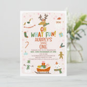 かわいいオ何おもしろいクリスマス1st誕生日招待状 招待状 (スタンド正面)