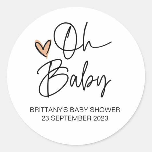 かわいいオ男の赤ちゃんガールベイビーシャワーお願いありがとう ラウンドシール (正面)