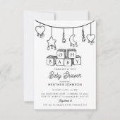 かわいいオ男女兼用ベビーベビーシャワー 招待状 (正面)