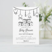 かわいいオ男女兼用ベビーベビーシャワー 招待状 (スタンド正面)