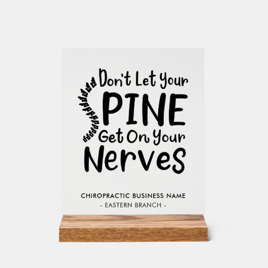 かわいいカイロプラクティックの会社名とオフィス アクリルサイン (正面)