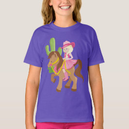 かわいいカウガールのポニー乗り Tシャツ