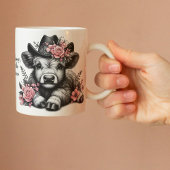 かわいいカウガールハイランド牛と文字 コーヒーマグカップ