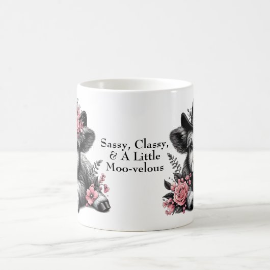 かわいいカウガールハイランド牛と文字 コーヒーマグカップ (中央)